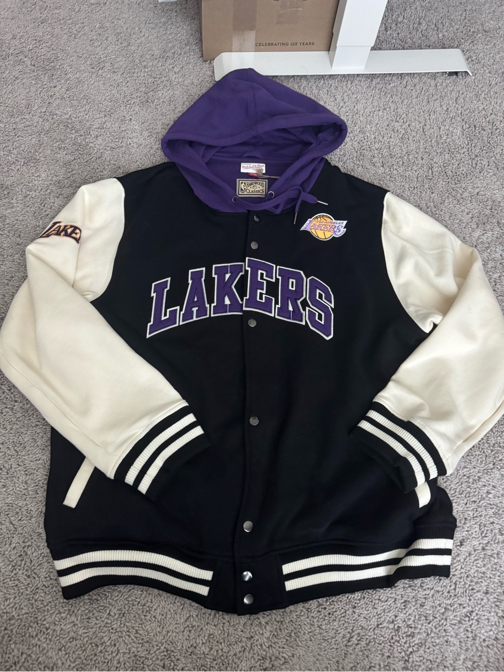 NWT Mitchell & Ness Lakers Hooded Varsity Jacket